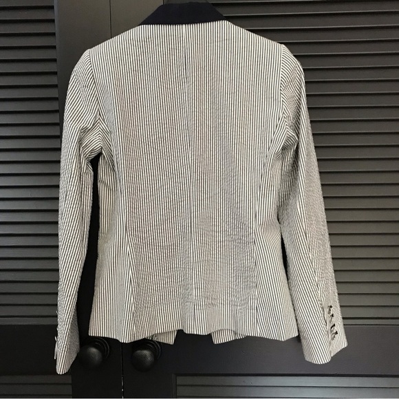 Mango MNG Suit 100% Cotton Seersucker Blazer, Beautifully Tailored, Size 2 - Picture 12 of 15